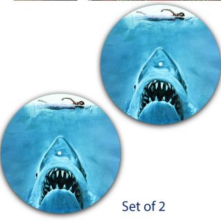 Set Of 2 Jaws Killer Shark 1 Slipmat Turntable 12 " Scratch Pad Slip Mat Dj X2