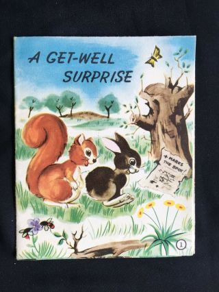 Vintage Collectable Greeting Card - C1950s - A Get Well Surprise - Animals