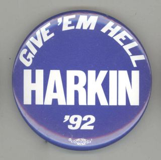 1992 Tom Harkin Iowa President Political Pin Button Pinback Badge Us Senator Ia