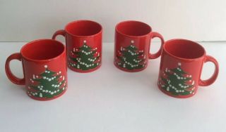 Set Of 4 Vintage WAECHTERSBACH Christmas Coffee Mugs West Germany 2