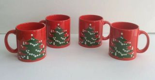 Set Of 4 Vintage WAECHTERSBACH Christmas Coffee Mugs West Germany 3