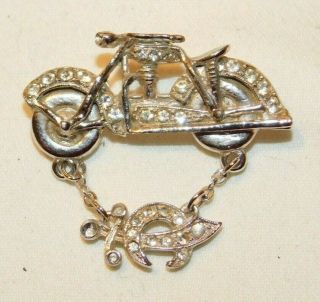 Vintage Shriners Masonic Motorcycle Rhinestone Pin Brooch