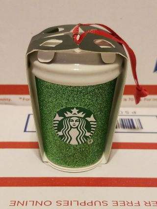 Starbucks Holiday 2019 Green Glitter Cup Christmas Ornament