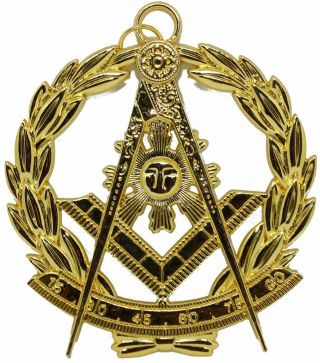 Grand Past Master Collar Jewel Square & Compass Gold Plated Freemason