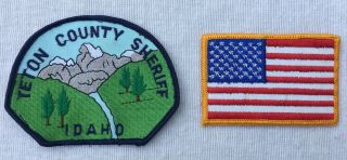 Teton County Sheriff Idaho Patch With American Flag Combo