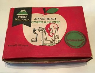 Vintage White Mountain Apple Peeler Parer Corer Slicer Box And Papers