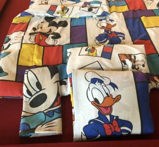 Vintage Disney Mickey Mouse Twin Film Stripe Size Bed Comforter Sheet & Case Set