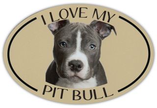Oval Dog Breed Picture Car Magnet - I Love My Pit Bull (pitbull) - Sticker