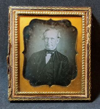 1/6th Plate Daguerreotype Photo,  Old Man,  Aristocrat,  Gray Hair,  Half Case