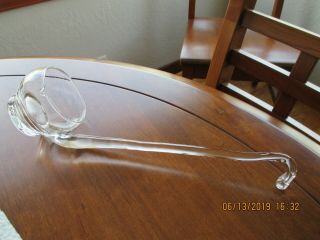 Vintage 12 " Right Handed Glass Punch Bowl Ladle W/bowl Hook & Bowl Seat