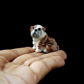 Bulldog Ceramic Figurine Collectibles Dollhouse Miniature Handmade Art Decor