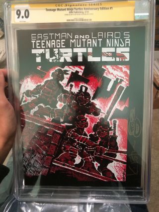 Teenage Mutant Ninja Turtles 1 9.  0 White Pages Signed,  Sketched By Kevin Eastman