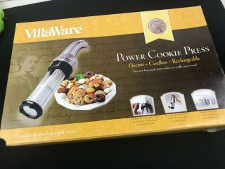 Villaware Electric Cordless Rechargeable Power Cookie Press With 24 Attachments