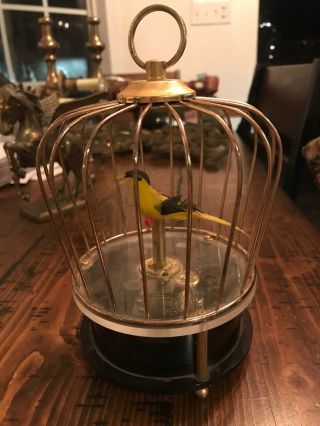 Vintage Music Antique Finish Chirping Bird Automation Birdcage Made In Japan