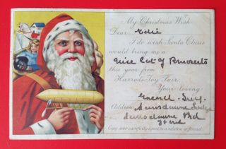 Vintage Santa Claus Advertising Postcard - Harrod 