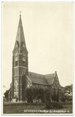 Glandorf Ohio Oh St.  John The Baptist Roman Catholic Church Rppc 1920 