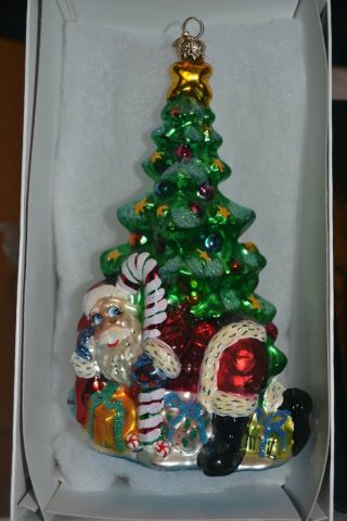 Vintage - Christopher - Radko - Santa - In - Tree - Pose Ornament - Of - The - Month - Dec - 2000