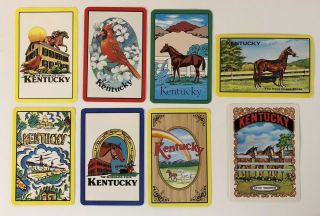 8 Vintage Playing Cards Kentucky Horses/map/buildings/cardinal 3 Jokers