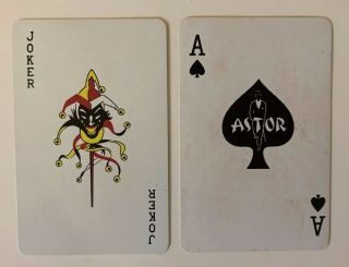 2 Vintage Playing Card Mid`century Atomic Design Astor Ace Of Spades & Joker