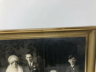 Antique Vintage Framed Wedding Party Picture Photo 10.  5 x 8.  75 2
