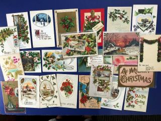 24 Christmas Antique Vintage Postcards Early 1900 