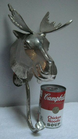 Cast Aluminum 13 " Moose Head Hat/ Coat Wall Hook.  With Tag India.  Gift