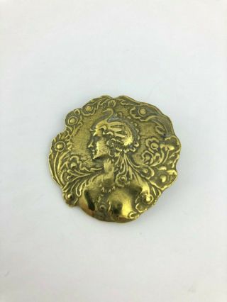 Brass Art Nouveau Button Ladies Head