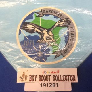 Boy Scout Neckerchief 1971 Gardiners Island Camp In Bag Suffolk County Ny