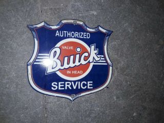 Porcelain Buick Authorized Service Enamel Sign Size 6 " X 5.  5 " Inches