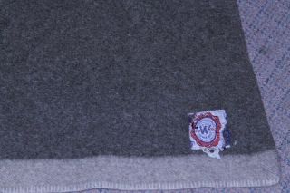 Vtg Holland Van Wyk 100 Wool Blanket Gray Stripe Boiled Wool Euc 77x50