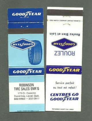 2 Vintage Goodyear Tires Car Auto Matchbook Cover Matchcover