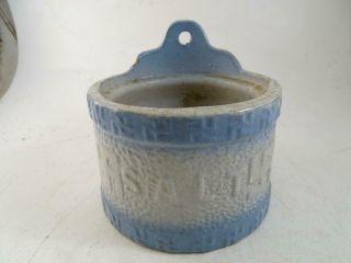 Antique Red Wing Stoneware Pottery Crock Salt Box Wall Kitchen 1800s Vintage Old