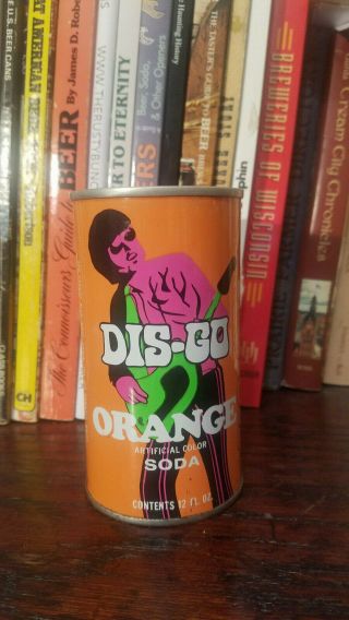 Dis - Go Orange 12oz Pull Top Soda Can 1970s Disco Music Graphics Air