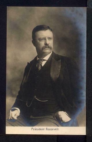 1905 President Theodore Roosevelt Postcard Rppc Fine Portrait