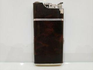 VINTAGE Evans Art Deco Cigarette Case & Lighter Silver & Brown Enamel 2
