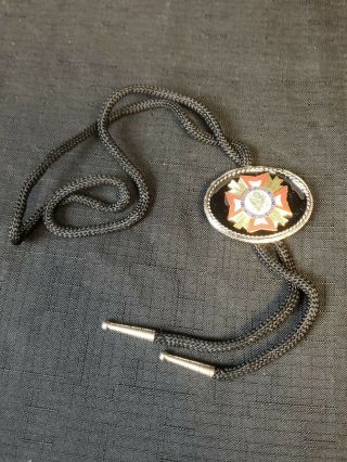 Vfw Veterans Of Foreign Wars Bola Bolo Tie Vintage Us Military Enameled Metal