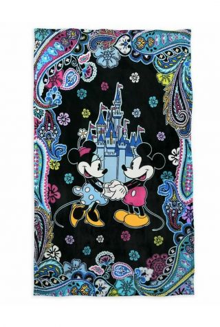 Vera Bradley Disney Mickey Minnie Mouse Blanket Throw Celebrate Castle Paisley