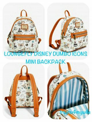 Nwt Loungefly Disney Vintage Dumbo Icons Mini Backpack