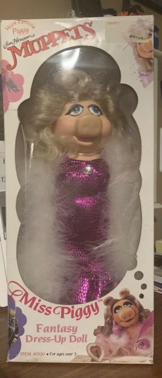Rare Vintage Muppets Miss Piggy Dress Up Doll,  High Fashion Piggy