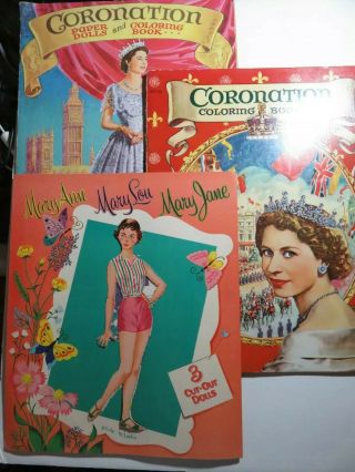 Collectible Queen Elizabeth Coronation Paper Dolls,  Coloring Book,  Third