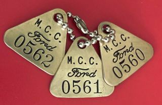 3 Tool Check Brass Tags: Ford Michigan Casting Center; Flat Rock Auto Factory