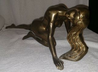 Vintage Art Deco Nude Brass Female Statue