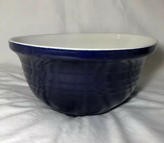 Vtg Large Cobalt Blue & White Ob1 Ceramic Mixing Bowl Measures: 10.  75” Wide