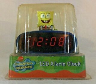 Nib Spongebob Squarepants Clock Led Alarm Clock 2002
