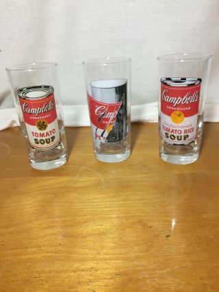 3 Euc Andy Warhol Campbell’s Soup Drinking Glasses