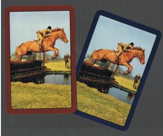 Playing Swap Cards 2 Vint British Water Jumping Horse & Rider W451
