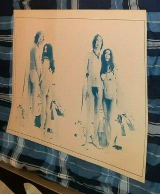 John Lennon Yoko Ono Two Virgins 1970s Vintage Poster In Blue Great Size Rare