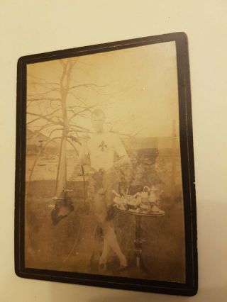 Carte De Visite Of A Young Man With A Penny Farthing Bicycle & Silver Trophies