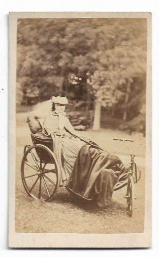 Victorian Cdv Photo Lady In Bath Chair Unstated Photographer