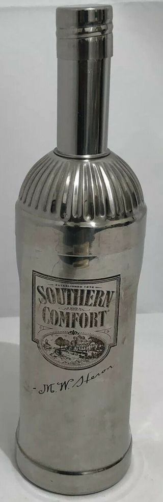Southern Comfort Metal Bottle Shaped Shaker Mixer Tin Silver W/black Accents